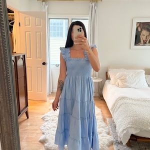 HILL HOUSE HOME ELLIE NAP DRESS LIGHT BLUE METALLIC SIZE S